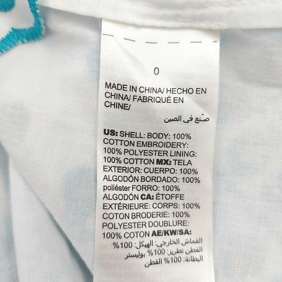 Chico's Eyelet Embroidered Top Womens Small Aqua Green Short Sleeve Bohemian - Picture 11 of 12